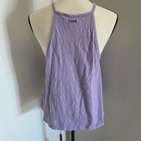 Roxy Halter Tank Top Medium Purple Sleeveless Shirt Flowy Puckered 100% Cotton - Picture 5 of 8